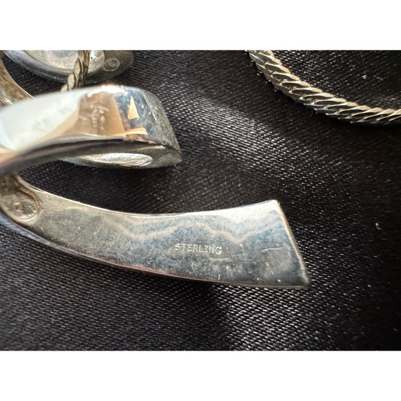 Sterling Silver 925 Fire Blue Opal Inlay Slider Pendant Spiral Modernist Pretty - Picture 6 of 7